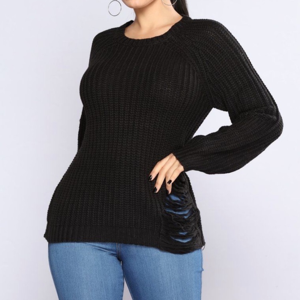 Amanda Distressed Sweater (Black)